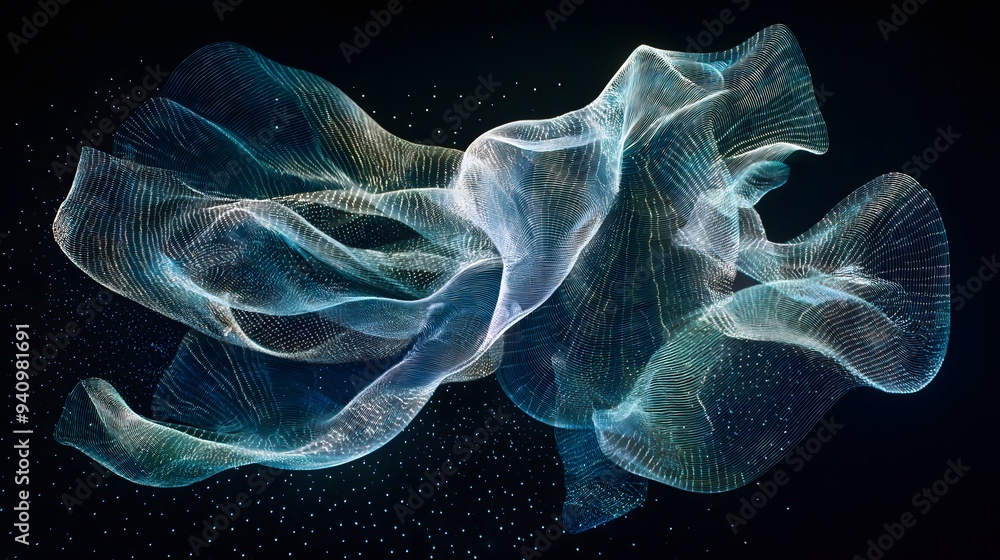 Obraz premium Flowing Light Trails Abstract Design on Black