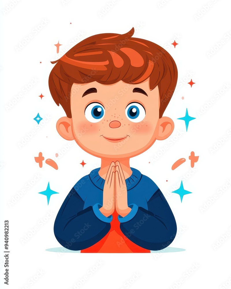Explore the serene beauty of a boys prayer hands design in a clean flat style against a simple white background. Explore the serene beauty of a boys prayer hands design in a clean flat style against a simple white background.