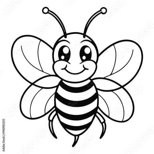 Cute Honey Bee Vector Illustration | Cartoon Bumblebee, Pollination, Nature, Spring, Garden, Wildlife"