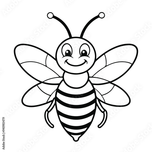 Cute Honey Bee Vector Illustration | Cartoon Bumblebee, Pollination, Nature, Spring, Garden, Wildlife"