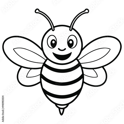 Cute Honey Bee Vector Illustration | Cartoon Bumblebee, Pollination, Nature, Spring, Garden, Wildlife"