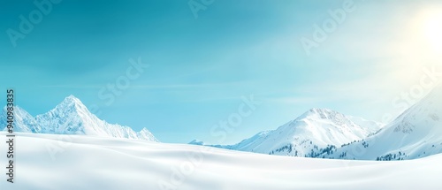 Wallpaper Mural  A snow-covered mountain range beneath a blue sky Sun illuminates mountaintops Torontodigital.ca