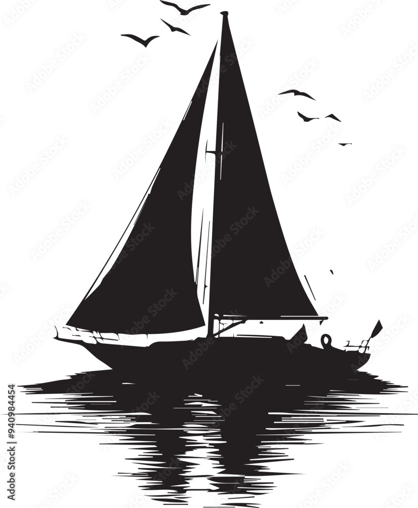 Fototapeta premium silhouette of a sailing boat