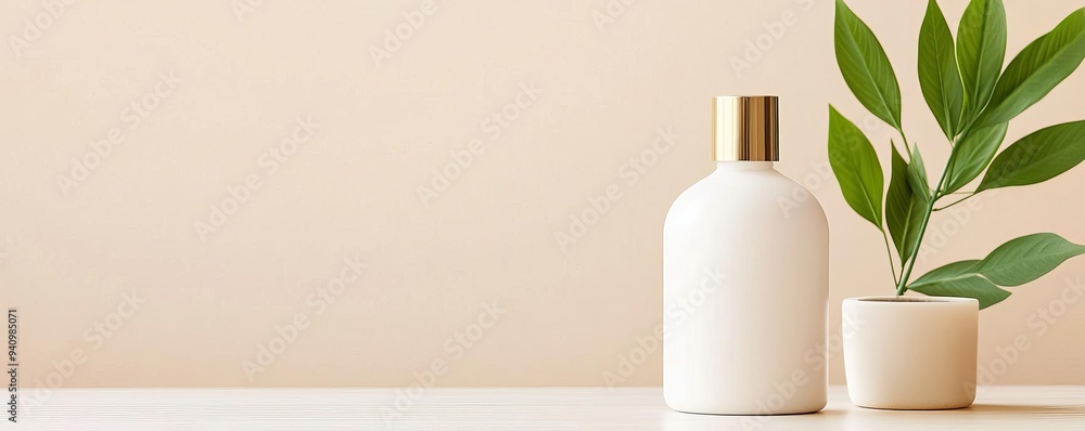 Hair treatment bottle with sleek, modern design, elegant packaging, hair care beauty Hair treatment bottle with sleek, modern design, elegant packaging, hair care beauty