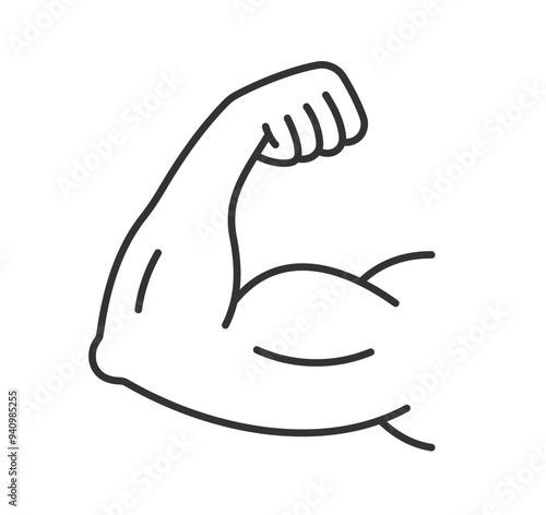 Muscle arm icon. Muscular arm logo. Flexing biceps symbol. Vector