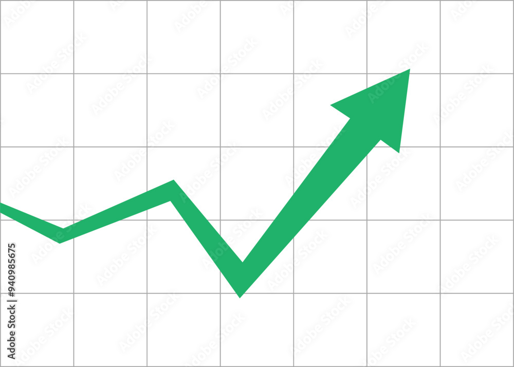 green arrow business graph going up grid background represent profit 3 green arrow business graph going up grid background represent profit 3