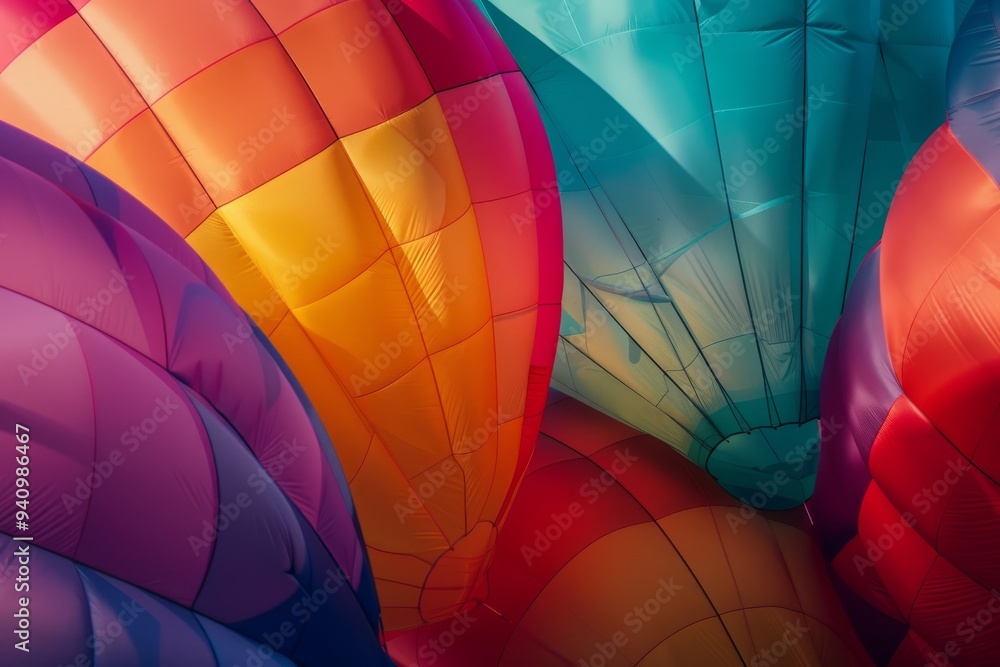 Fototapeta premium Balloons drifting lazily upwards, their colors blending together, Ai generated