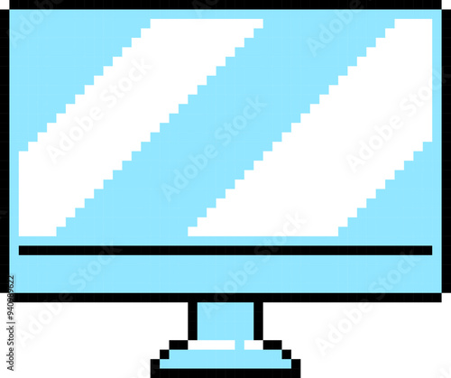 Monitor icon. Pixel style. Screen symbol.