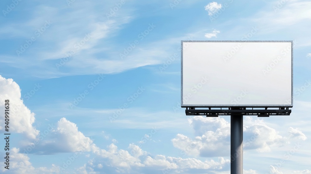 The motion of a large format sign against a cloudy sky is shown in this mockup template. The motion of a large format sign against a cloudy sky is shown in this mockup template.
