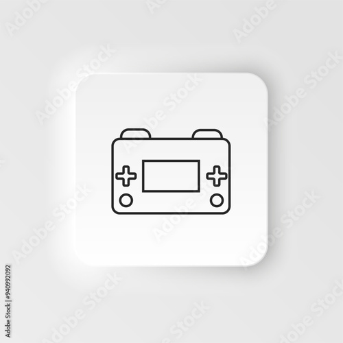 Retro, arcade, game console neumorphic style vector icon. Neumorphism style. Retro, arcade game console neumorphic style vector icon. Neumorphism style on white background.