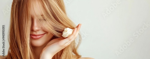 Hair treatment with shea butter for deep moisture, hydrating care, soft and smooth