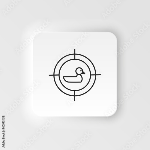 Target, duck, shooting neumorphic style vector icon. Neumorphism style. Target duck shooting neumorphic style vector icon. Neumorphism style on white background.