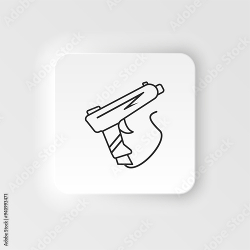 Gun, shoot, game, retro, arcade neumorphic style vector icon. Neumorphism style. Gun shoot game retro arcade neumorphic style vector icon. Neumorphism style on white background.