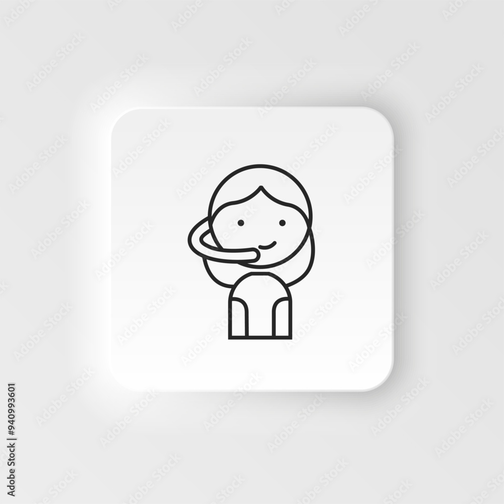 Gamer, girl, avatar, retro neumorphic style vector icon. Neumorphism style. Gamer girl avatar retro neumorphic style vector icon. Neumorphism style on white background. Gamer, girl, avatar, retro neumorphic style vector icon. Neumorphism style. Gamer girl avatar retro neumorphic style vector icon. Neumorphism style on white background.