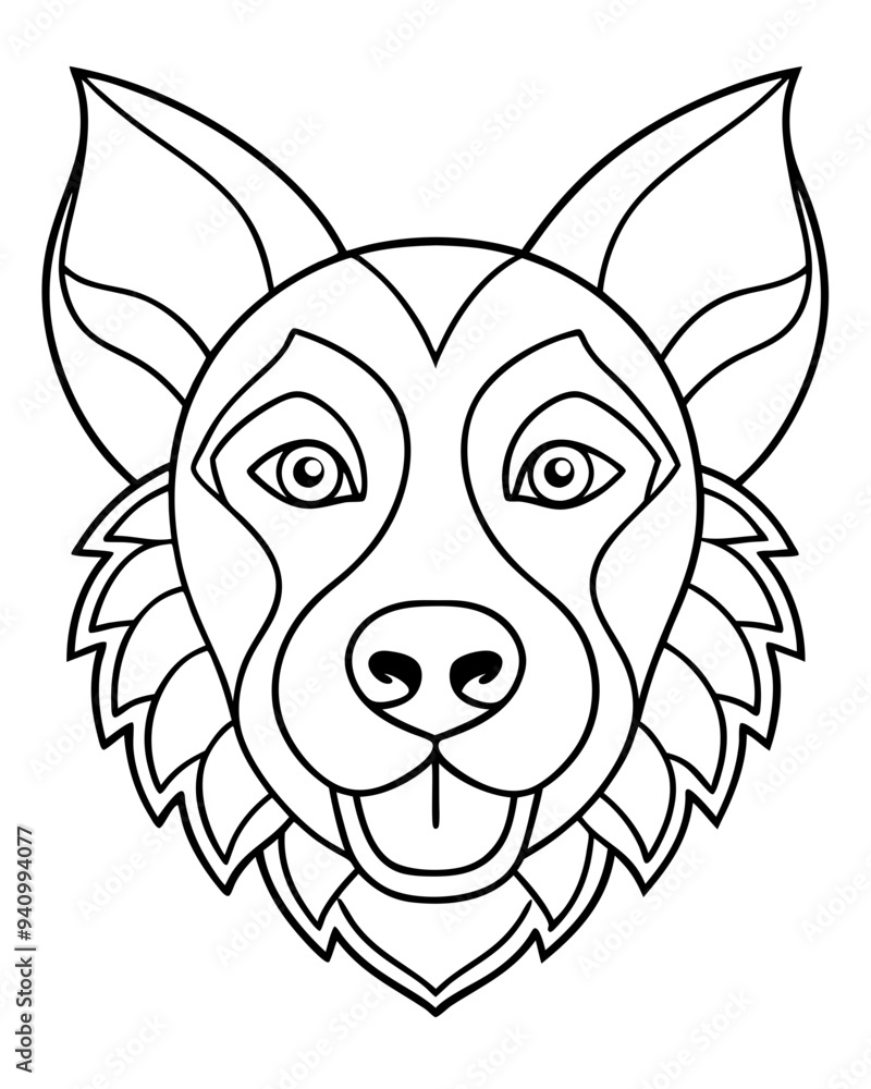 Dog Face Mandala Coloring Dog Face Mandala Coloring