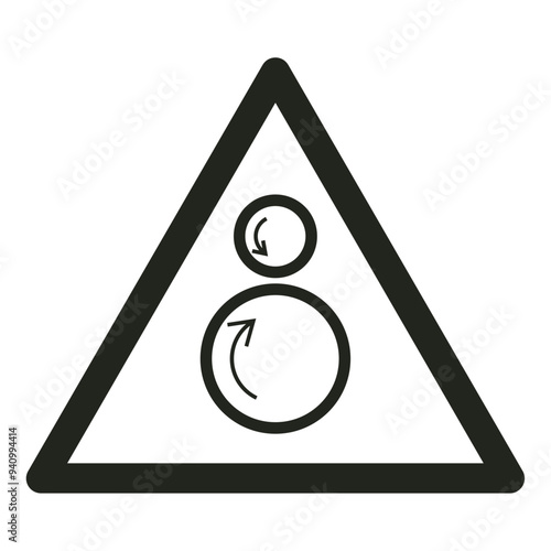 ISO warning safety signs_warning ; counterrotating rollers_symbol and pictogram only_black and white edition