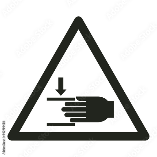 ISO warning safety signs_warning ; crushing of hands_symbol and pictogram only_black and white edition