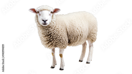 Fluffy Arctic Sheep Standing Isolated on a Transparent Background PNG