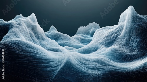 Abstract waves crashing on a digital shore photo