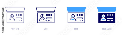 Passport fees icon in 4 different styles. Thin Line, Line, Bold, and Bold Line. Duotone style. Editable stroke