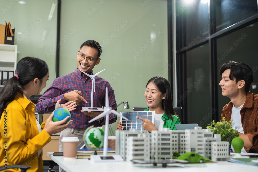 Engineer Teamwork Meeting, with partner on model building at company office working technology, Renewable energy-based green businesses and global warming. Engineer Teamwork Meeting, with partner on model building at company office working technology, Renewable energy-based green businesses and global warming.