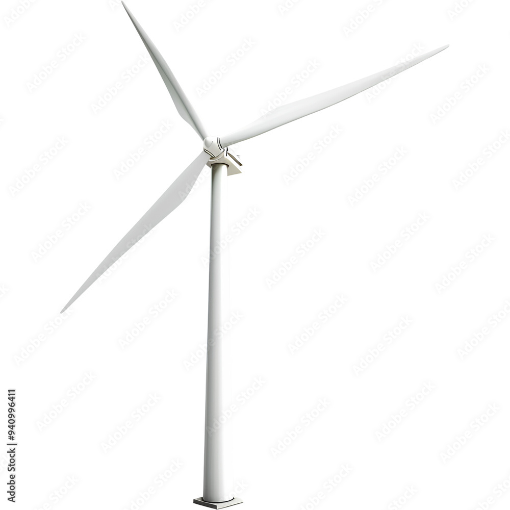 Isolated White Wind Turbine