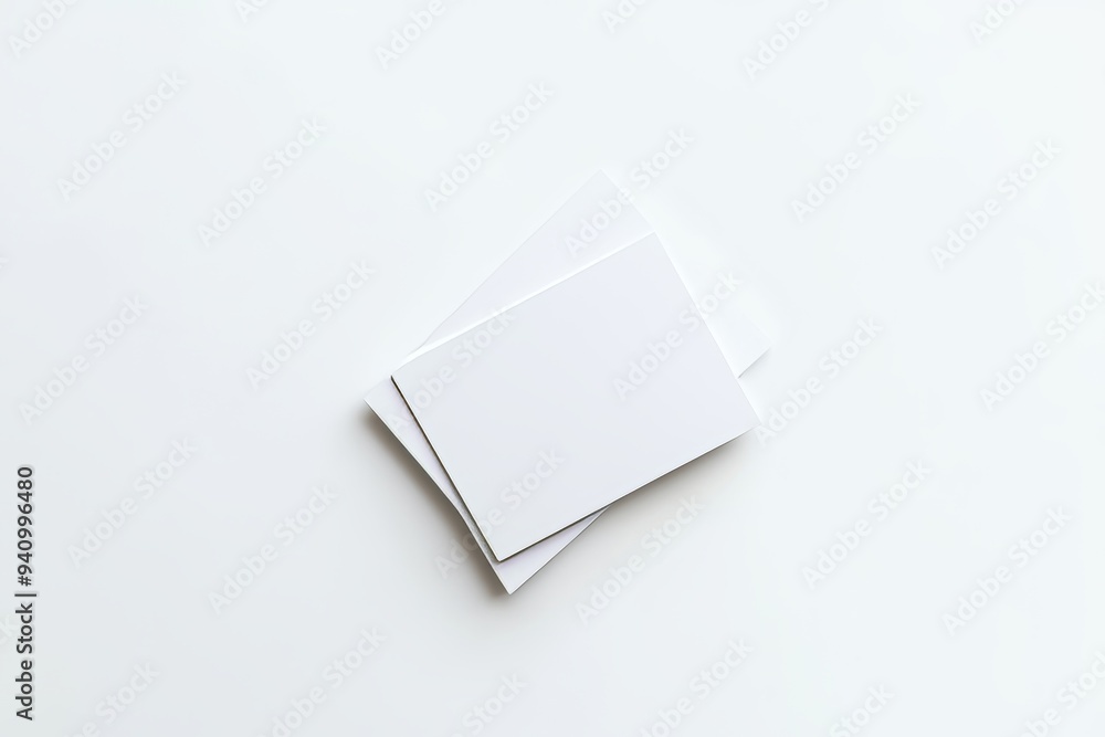 An empty white clean square business card and postcard mockup template to be displayed on a desktop table top backdrop with a grey shadow. An empty white clean square business card and postcard mockup template to be displayed on a desktop table top backdrop with a grey shadow.