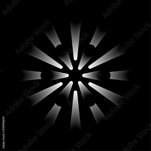 Extruded radial spikes burst with gradient motion