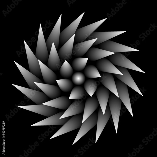 Extruded radial spikes burst with gradient motion