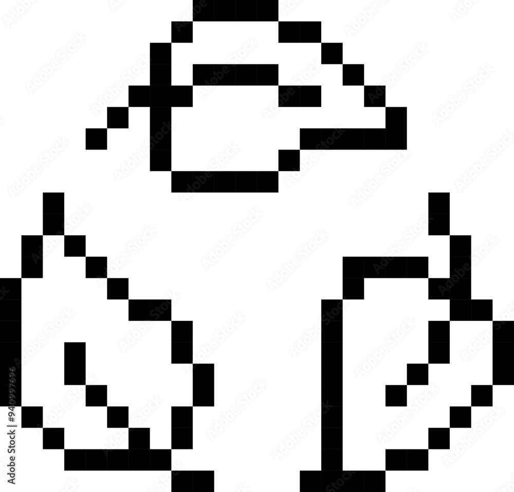 Recycle symbol. Green energy symbol. Pixel style. Recycle symbol. Green energy symbol. Pixel style.