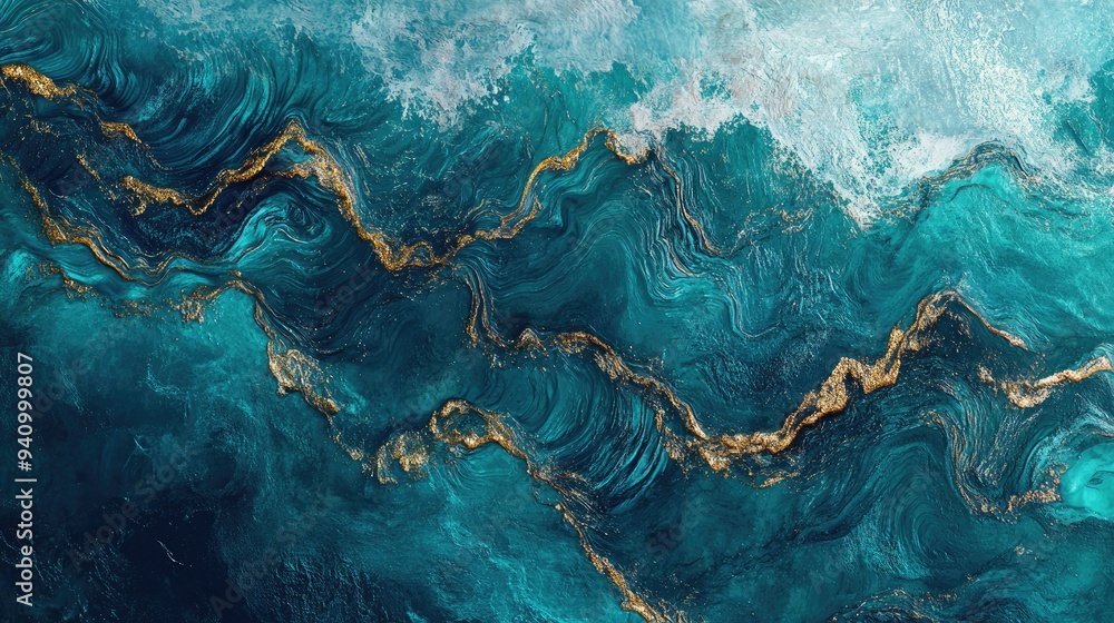 Shimmering petrol blue and jade wave design with electric gradient tones and metallic highlights, creating a rough, grungy texture. Shimmering petrol blue and jade wave design with electric gradient tones and metallic highlights, creating a rough, grungy texture.