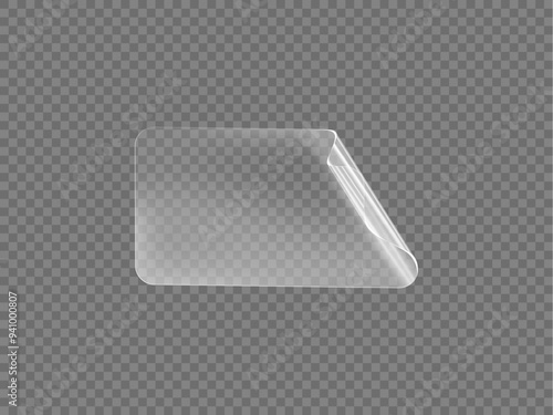 3d sticker for entries in the shape of a rectangle with folds and rounded corners