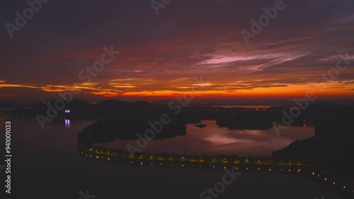 Summer sunrise scenery of Wuhan East Lake Scenic Area photo