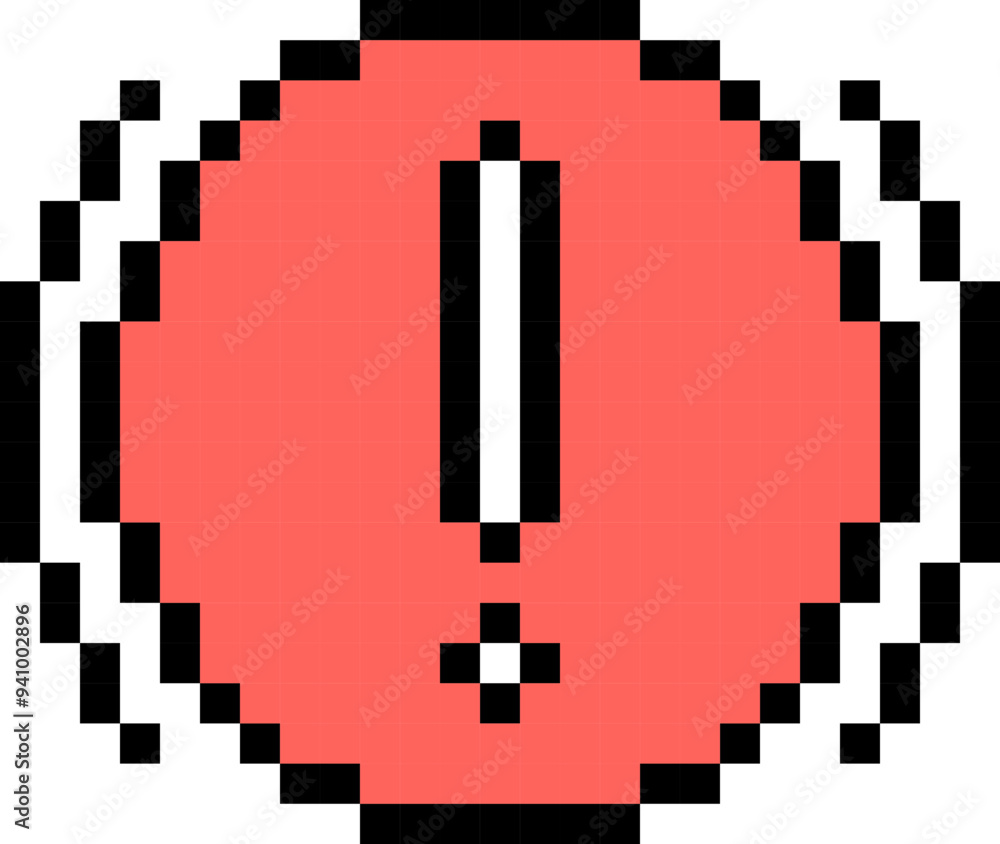 Warning icon. Attention symbol. Pixel style. Warning icon. Attention symbol. Pixel style.