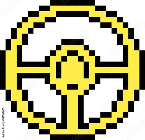 Steering wheel icon. Pixel style.
