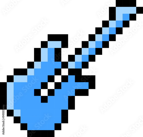Electric guitar icon. Pixel style.