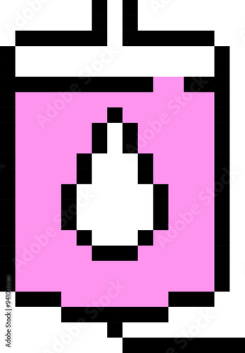 Transfusion icon. Blood donation symbol. Pixel style.