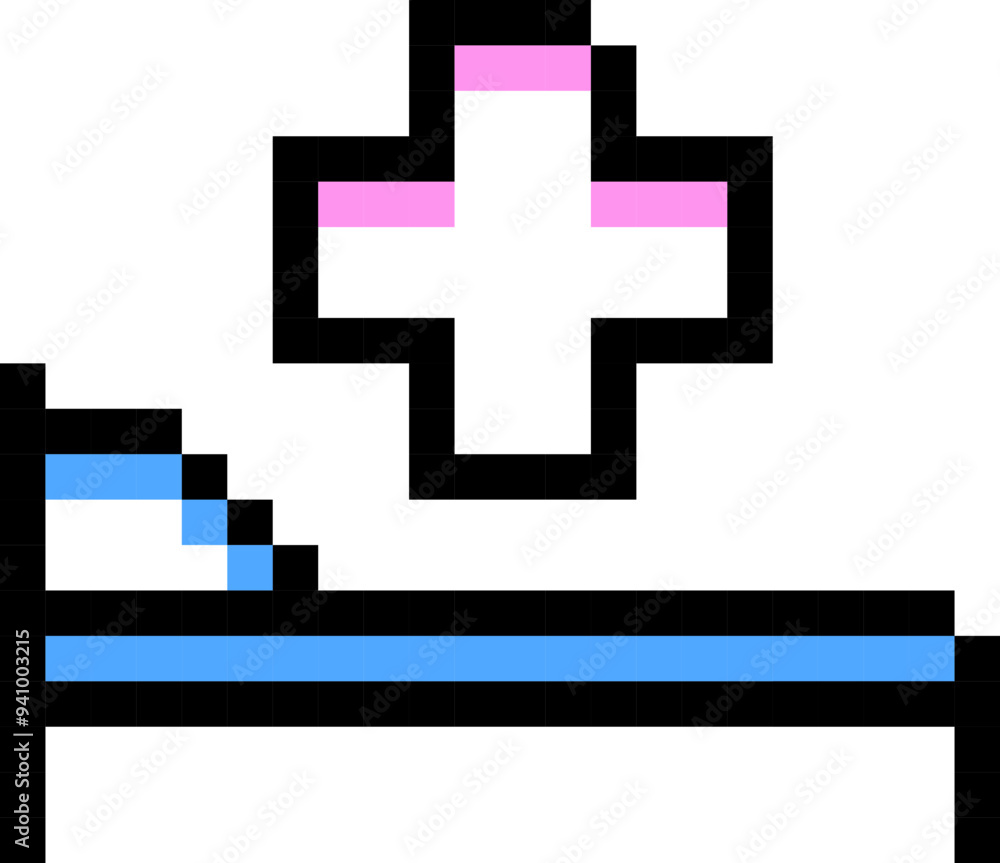 Fototapeta premium Sofa icon. Medicine session symbol. Pixel style.