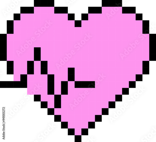 Health pulse icon. Pixel style.