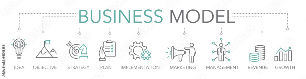© Trueffelpix - Business model concept - thin line two-tone icon vector illustration © Trueffelpix - Business model concept - thin line two-tone icon vector illustration