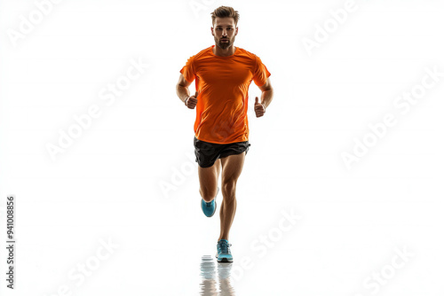 Marathon Runner On White Ba...