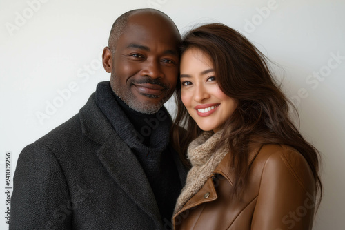Mixed Race Couple On White ...