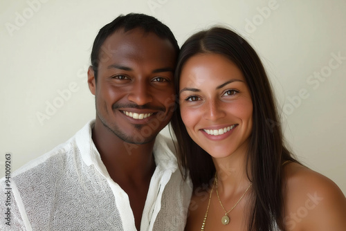 Mixed Race Couple On White ...