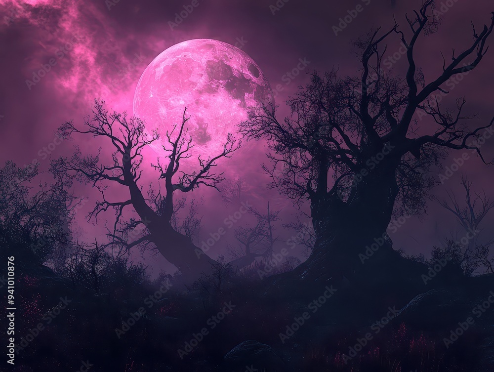 Fototapeta premium Halloween safari through eerie, haunted landscapes in nature