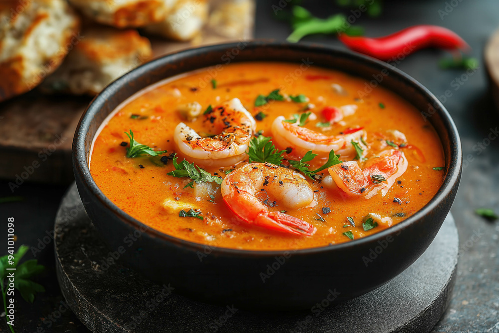 Seafood Bisque, Stock Photo Seafood Bisque, Stock Photo