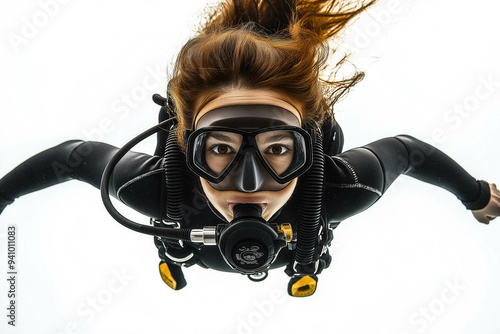 Scuba Diver On White Backgr...
