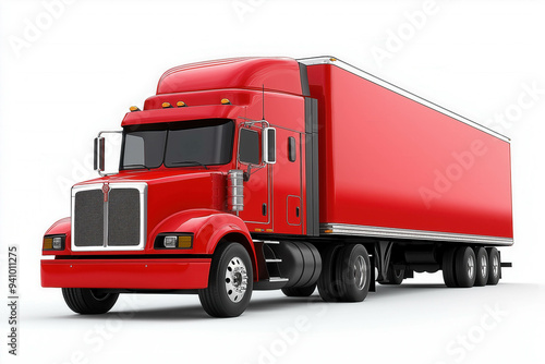 Semi Truck On White Background