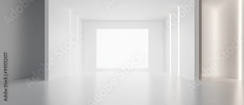 Minimalist White Room with Bright Light Streaks