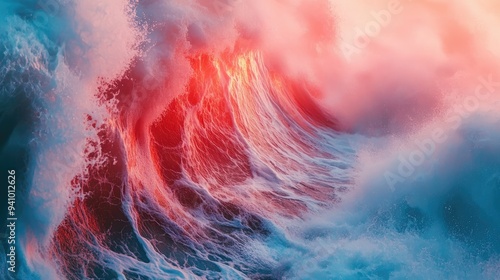 Abstract waves crashing on a digital shore photo