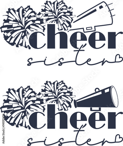 Cheer Sister, Cheer Pom Poms, Cheerleading Cut Files